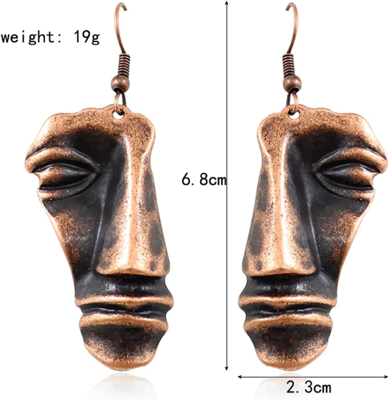 Handmade Face Earrings for Women Personalized Funny Lovely Vintage Bohemian Ethnic 3D Abstract Human Face Shaped Dangle Drop Statement Earrings Jewelry Gifts
