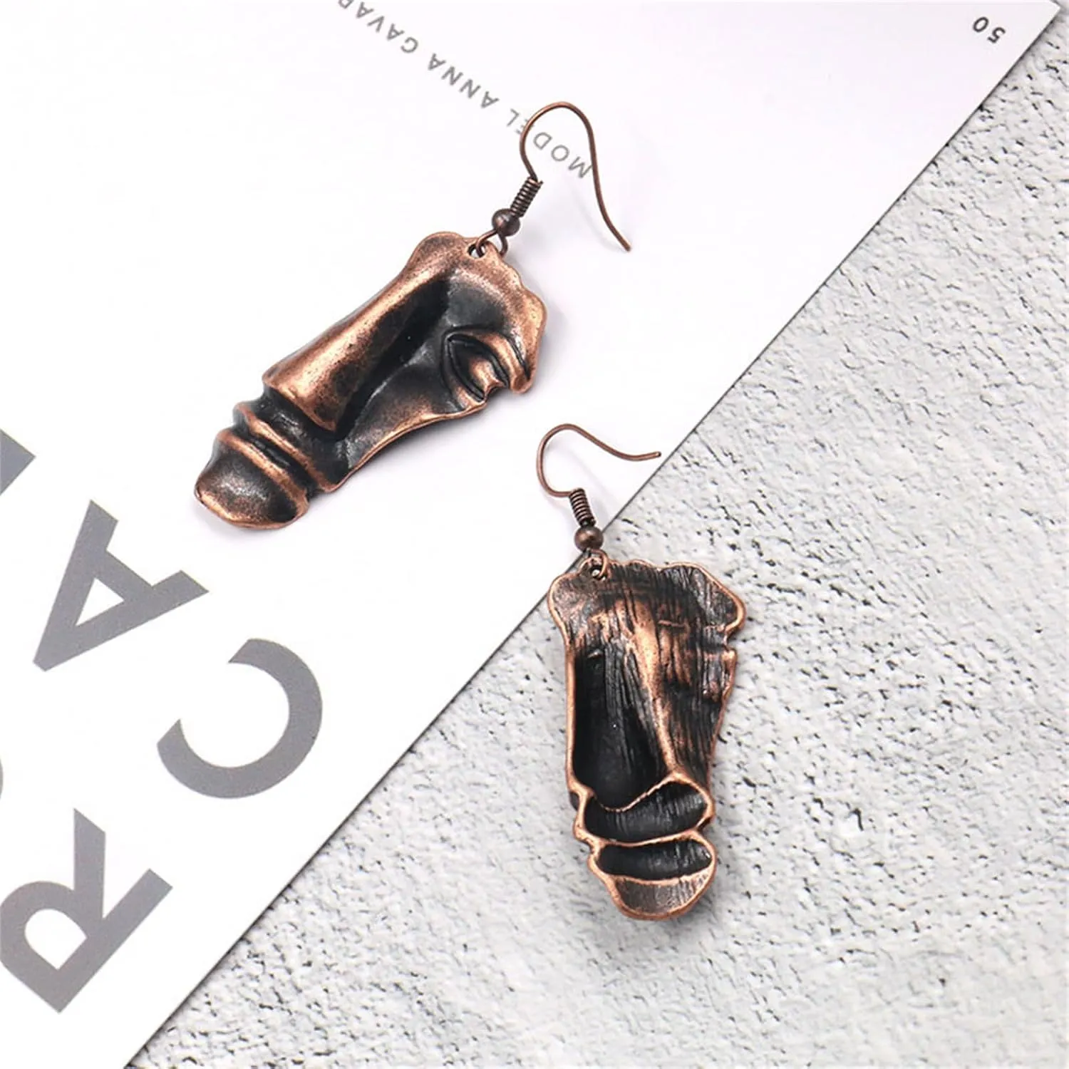 Handmade Face Earrings for Women Personalized Funny Lovely Vintage Bohemian Ethnic 3D Abstract Human Face Shaped Dangle Drop Statement Earrings Jewelry Gifts