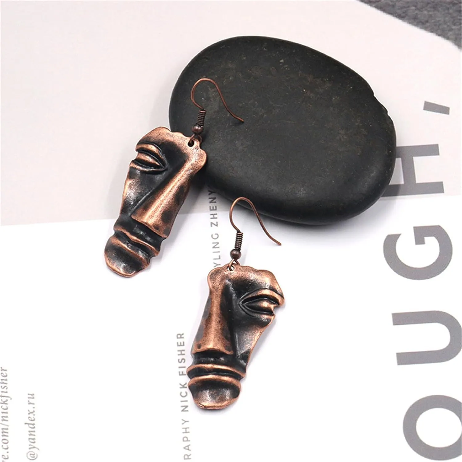 Handmade Face Earrings for Women Personalized Funny Lovely Vintage Bohemian Ethnic 3D Abstract Human Face Shaped Dangle Drop Statement Earrings Jewelry Gifts