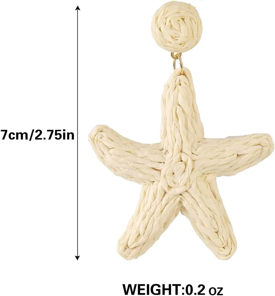 Handmade Raffia Hoop Earrings Statement Tropical Bohemian Straw Dangle Earrings Natural Rattan Vacation Style Round Earrings for Women Summer Beach Party Essential Jewelry