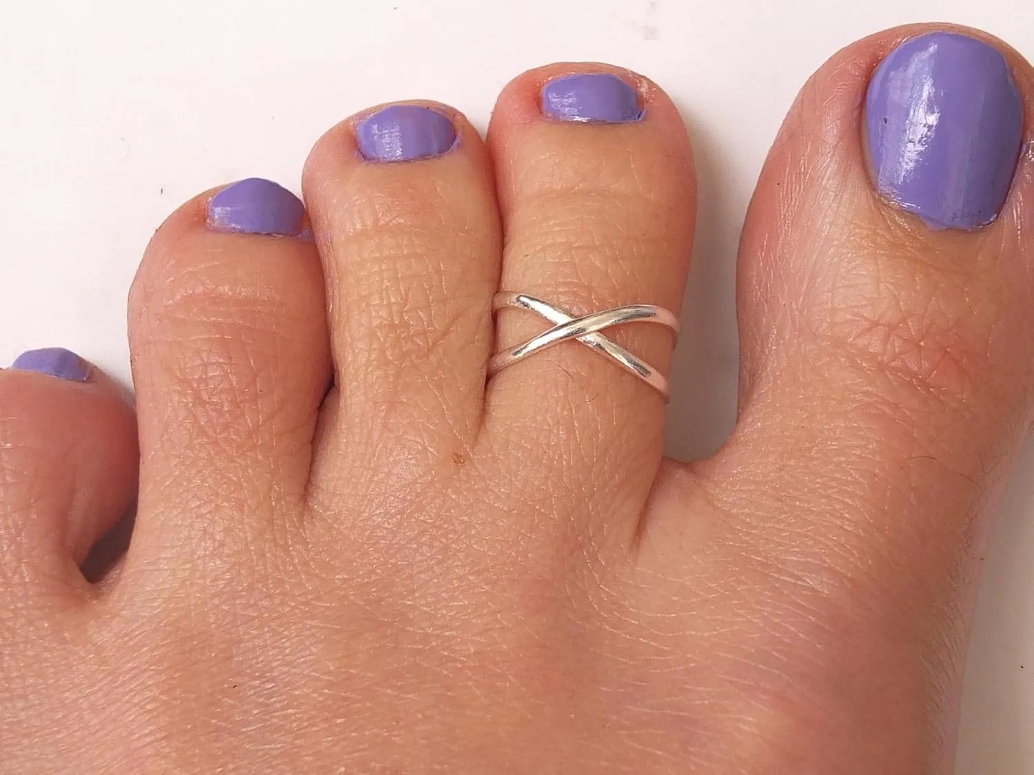Handmade Silver Criss-Cross X Shape Adjustable Toe Ring, 925 Sterling Silver, Elegant Samll Dainty Open Toe, Pinky or Knuckle Rings for Women (Silver-Criss-Cross)