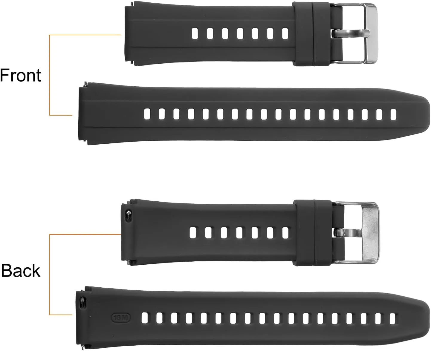 HARFINGTON Silicone Watch Band Quick Release Flexible Soft Rubber Replacement Watch Strap with Stainless Steel Black Clasp for Men Women