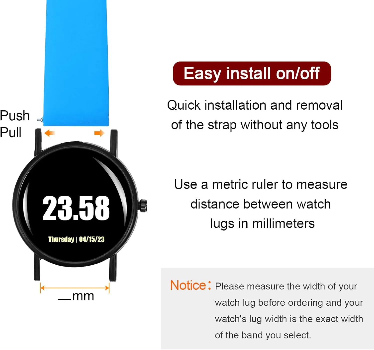 HARFINGTON Silicone Watch Band Quick Release Flexible Soft Rubber Watch Strap with Stainless Steel Clasp Replacement Wristband for Men Women