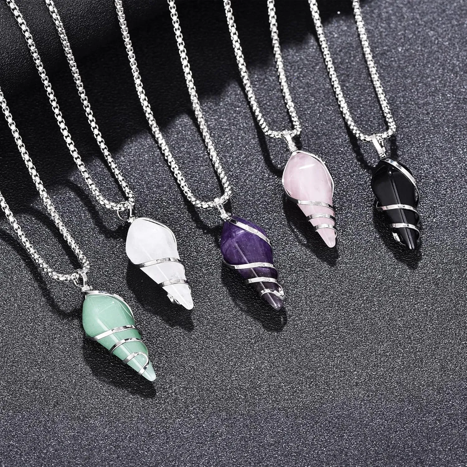 Healing Crystal Necklace Crystal Stone Holder Pendant Necklace Gemstone Necklaces for Women Jewelry Birthday Gifts for Women