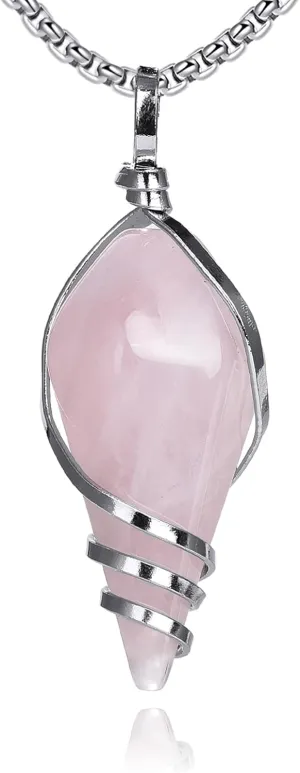 Healing Crystal Necklace Crystal Stone Holder Pendant Necklace Gemstone Necklaces for Women Jewelry Birthday Gifts for Women