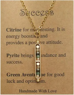 Healing Crystal Necklace for Women Men Natural Stone Beads Pendant Necklace Spiritual Anxiety Necklace Empath Protection New Beginnings Gifts Jewelry