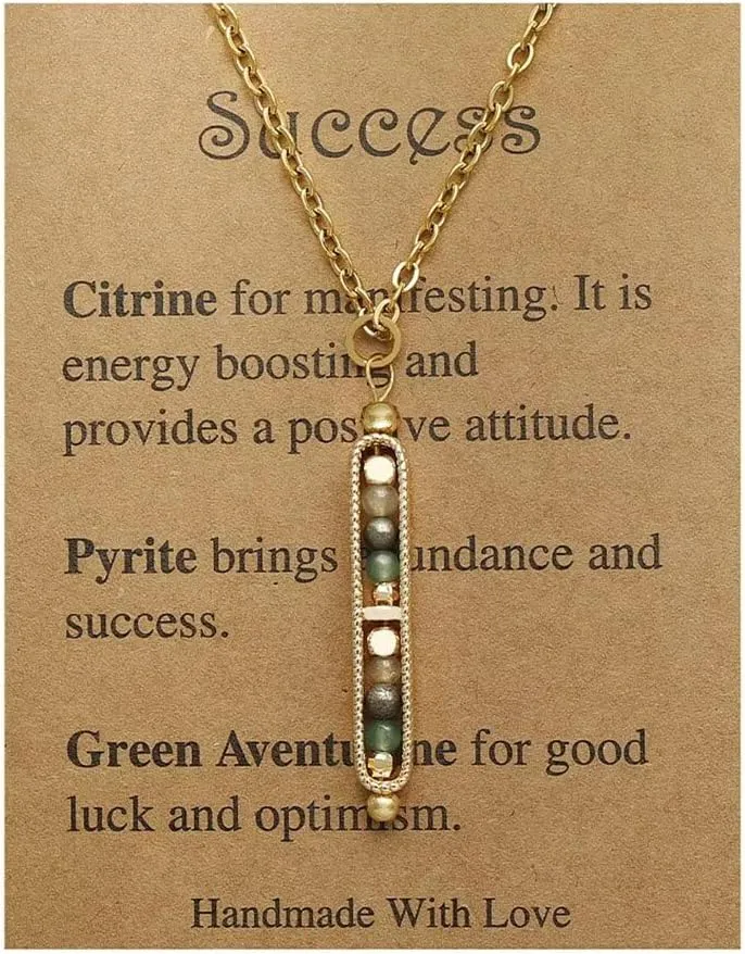 Healing Crystal Necklace for Women Men Natural Stone Beads Pendant Necklace Spiritual Anxiety Necklace Empath Protection New Beginnings Gifts Jewelry