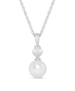 Heart & Freshwater Pearl Pendant in Sterling Silver