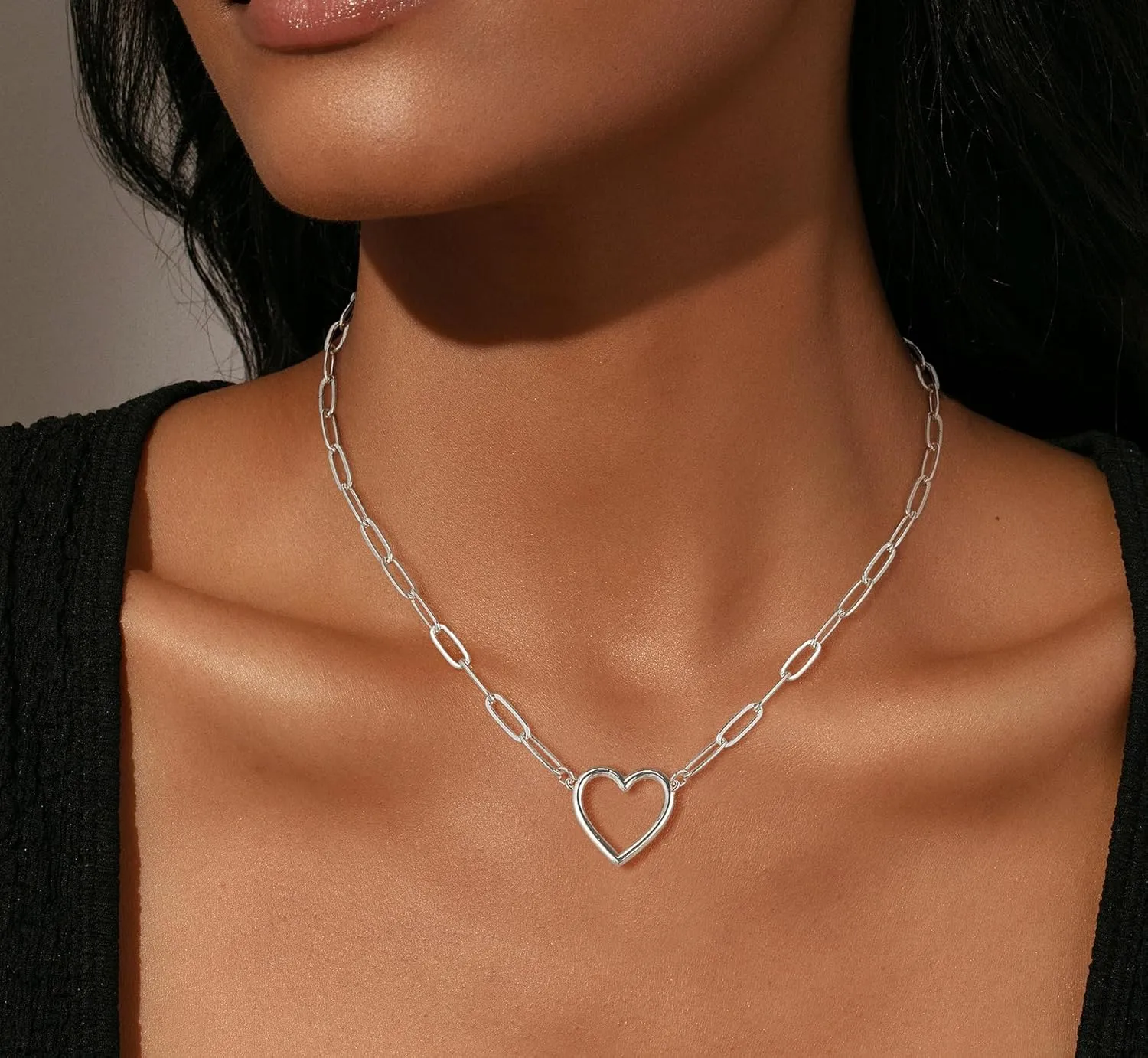 Heart Necklace for Women, Dainty 14K Gold/Sterling Sliver Plated Heart Pendant Necklace Trendy Jewelry Gift for Women