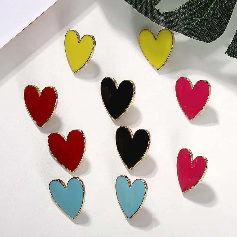 Heart Romance Enamel Big Statement Stud Earring Colorful Minimalism Geometric Jewelry Idea Gifts for Mom Lover Friends Women