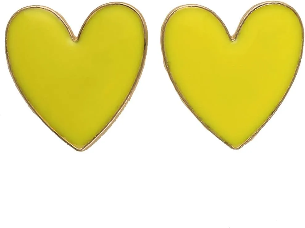 Heart Romance Enamel Big Statement Stud Earring Colorful Minimalism Geometric Jewelry Idea Gifts for Mom Lover Friends Women
