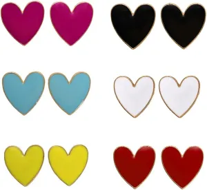 Heart Romance Enamel Big Statement Stud Earring Colorful Minimalism Geometric Jewelry Idea Gifts for Mom Lover Friends Women