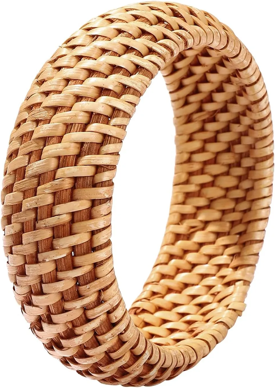 HEIDKRUEGER Rattan Bracelet For Women Girls Handmade Lightweight Straw Wicker Braid Woven Bangle Bracelet Summer Statement Chunky Bracelet