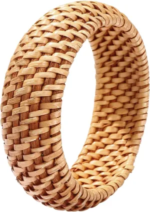HEIDKRUEGER Rattan Bracelet For Women Girls Handmade Lightweight Straw Wicker Braid Woven Bangle Bracelet Summer Statement Chunky Bracelet