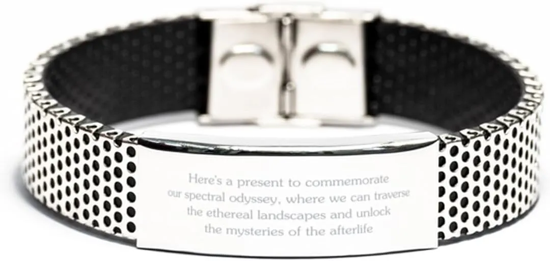Here's a present to commemorate our spectral odyssey,Birthday Gifts,Funny Friendship Gifts,Gift Idea for Sister Birthday,Female Best Friend, BFF, Soul Sister,stainless bracelet