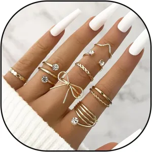 HUASAI Gold Stackable Rings for Women Pearl Leaf Ring Set Cubic Zirconia Heart Butterfly Ring Midi Pinky Thumb Boho Rings Set Birthday Gifts Trendy Stuff