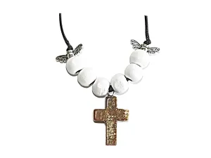 Hubbering Picture Jasper Gem Cross Necklace from The Heard Word Collection Living The Word Jesus Pendant Christian Gift Christian Necklace Cross Gemstone With Angel Wings