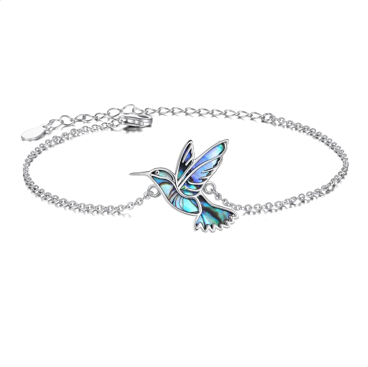Hummingbird Bracelet 925 Sterling Silver Abalone Shell Humming Bird Bracelets Hummingbird Jewelry Gifts for Women Mom Hummingbirds Lovers
