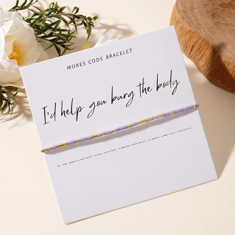 I'd Help You Bury The Body Morse Code Bracelet, Glass Beaded Chain Bracelets Best Friend Friendship String Bracelet For Women Men Bff Birthday Christmas Jewelry Gift