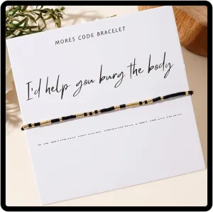 I'd Help You Bury The Body Morse Code Bracelet, Glass Beaded Chain Bracelets Best Friend Friendship String Bracelet For Women Men Bff Birthday Christmas Jewelry Gift