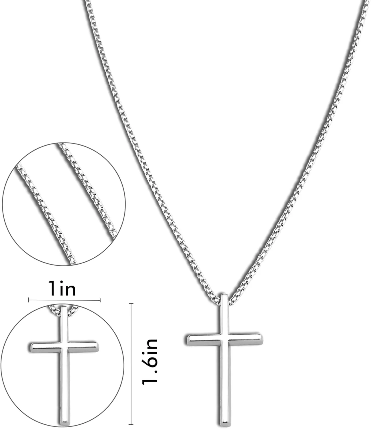 Ikacvb Cross Necklace For Men Women Black Silver Chain For Men Women Adults Cross Pendant Necklaces Jewelry