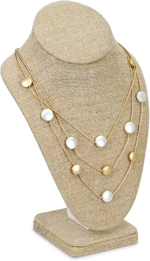 Ikee Design Linen Necklace Chain Jewelry Bust Display Holder Stand, Necklaces Display Mannequin, Jewelry Bust Stand, 6 3/8 W x 4 1/2 D x 10H in