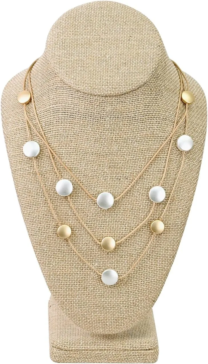 Ikee Design Linen Necklace Chain Jewelry Bust Display Holder Stand, Necklaces Display Mannequin, Jewelry Bust Stand, 6 3/8 W x 4 1/2 D x 10H in