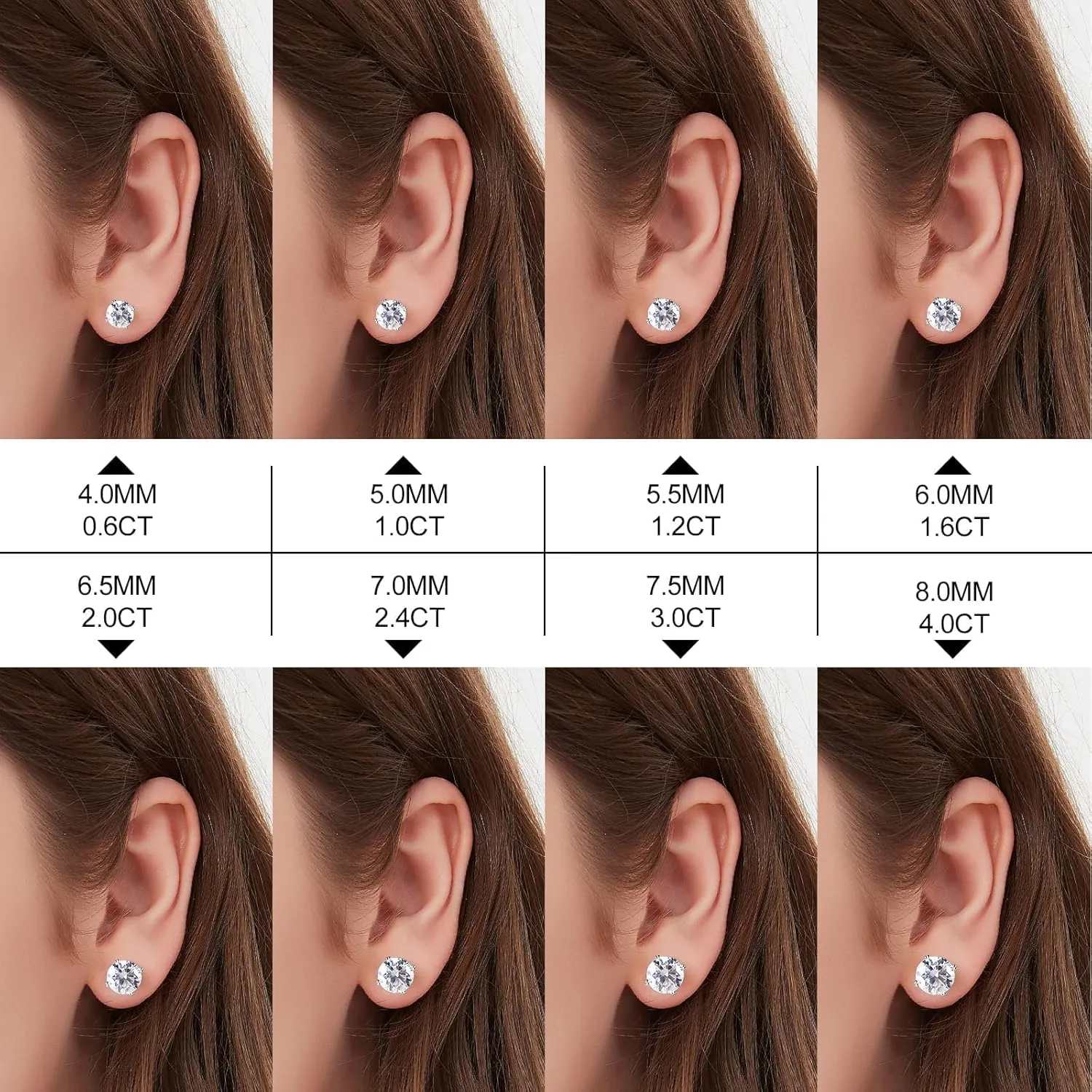 Imitation Diamond Earring 18K White Gold Vermeil 925 Sterling Silver Moissanite Earring 0.6-4 CT D Color VVS1 Clarity Moissanite Stud Earring Imitation Diamond Earring for Women Jewelry Gift