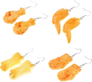 Imitation Food Dangle Earrings French Fries Chicken Nuggets Wing Food Creative Drop Earrings Fun for Women Girls Funny Jewelry