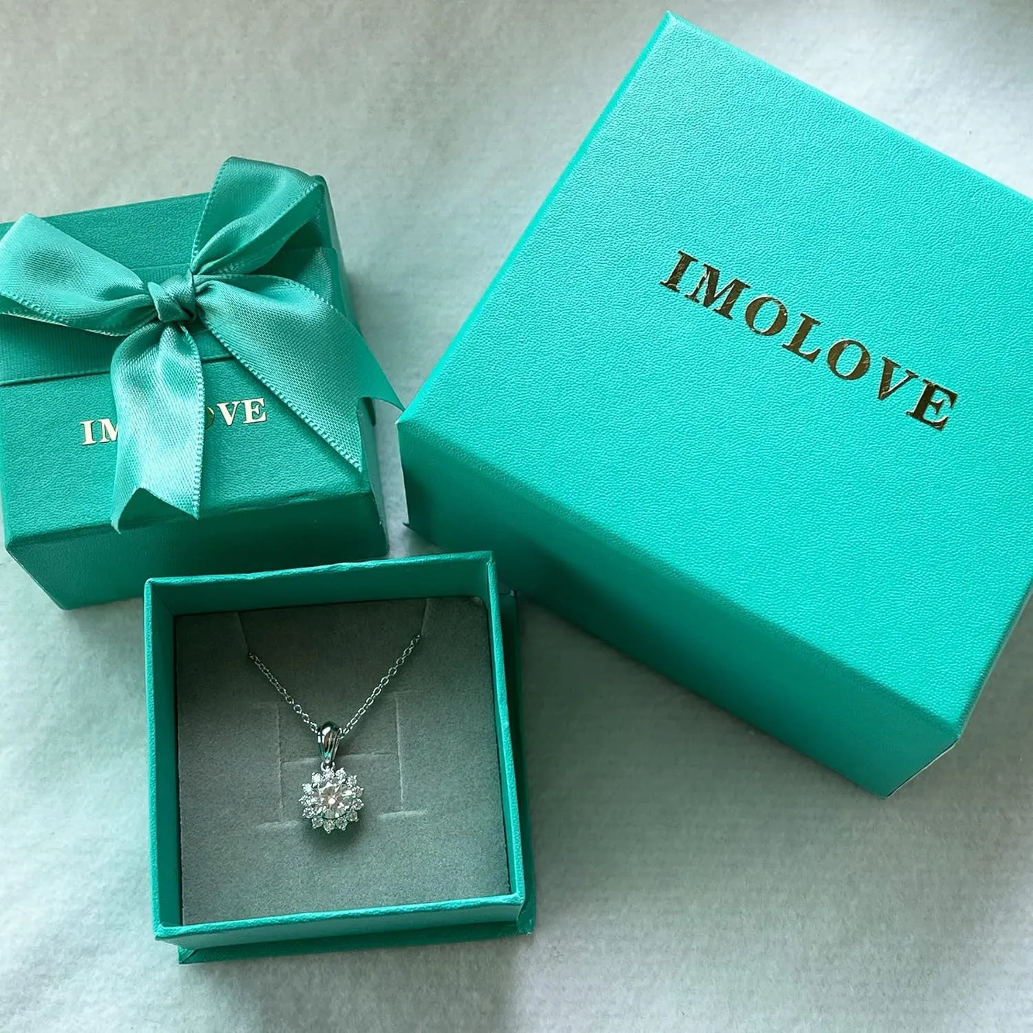 IMOLOVE Moissanite Solitaire Pendant Necklaces for Women Sterling Silver with 18K White Gold Plated 1-3 Carat D Color VVS1 Clarity Mossanite Jewelry for Women