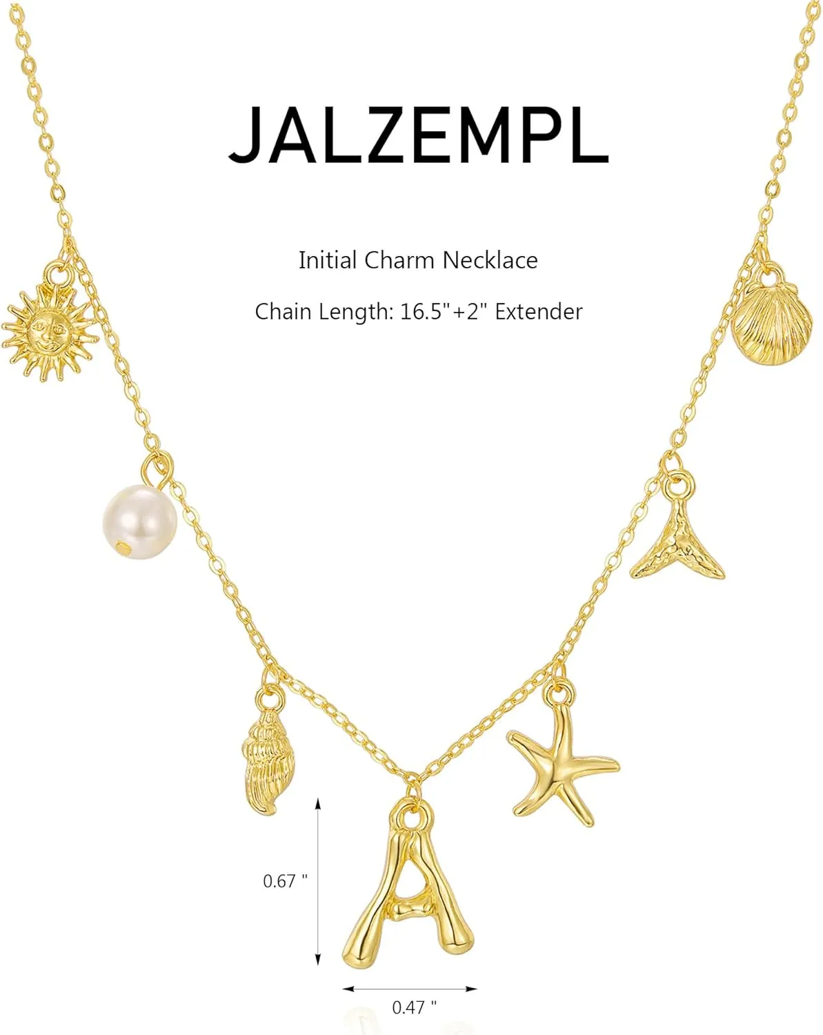Initial Charm Necklace For Women Shell Letter Necklaces Gold Charms Pendant Boho Summer Seashell Beach 14k Starfish Surfer Jewelry Gifts