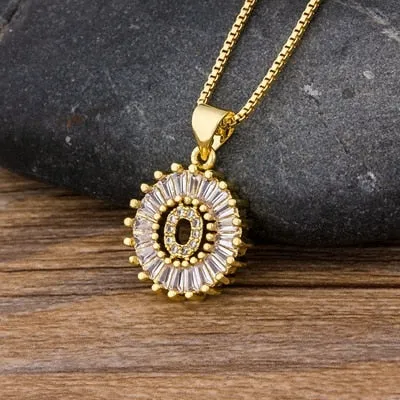 Initial Letter Necklace 26 Letters Charm Gold Name Necklace Pendant