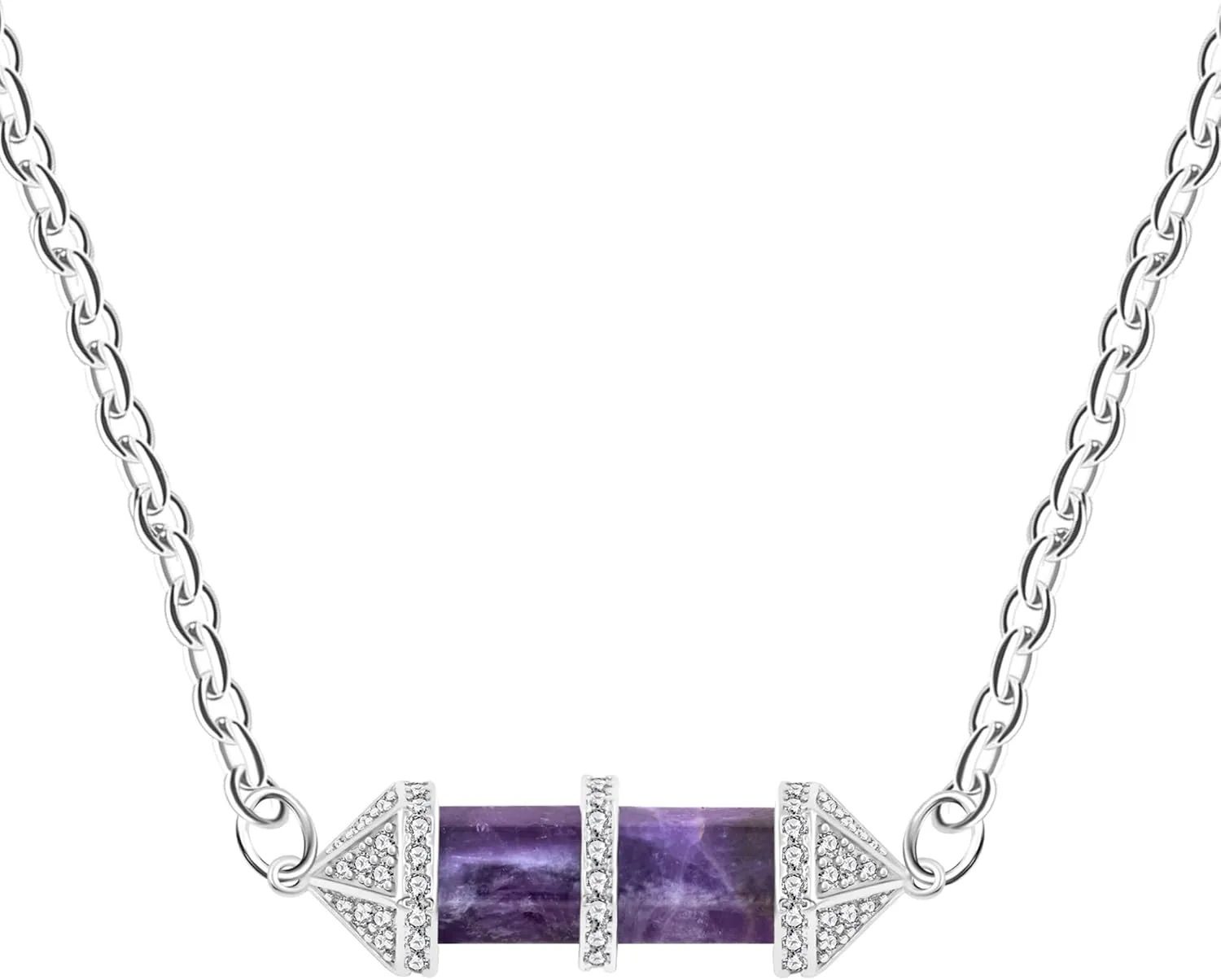 Inlaid Zircon Natural Stone Hexagon Chakra Pendant Necklace for Women Platinum Plated Healing Crystal Necklaces Suitable for Birthdays or Mothers Day YA4726