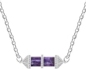 Inlaid Zircon Natural Stone Hexagon Chakra Pendant Necklace for Women Platinum Plated Healing Crystal Necklaces Suitable for Birthdays or Mothers Day YA4726