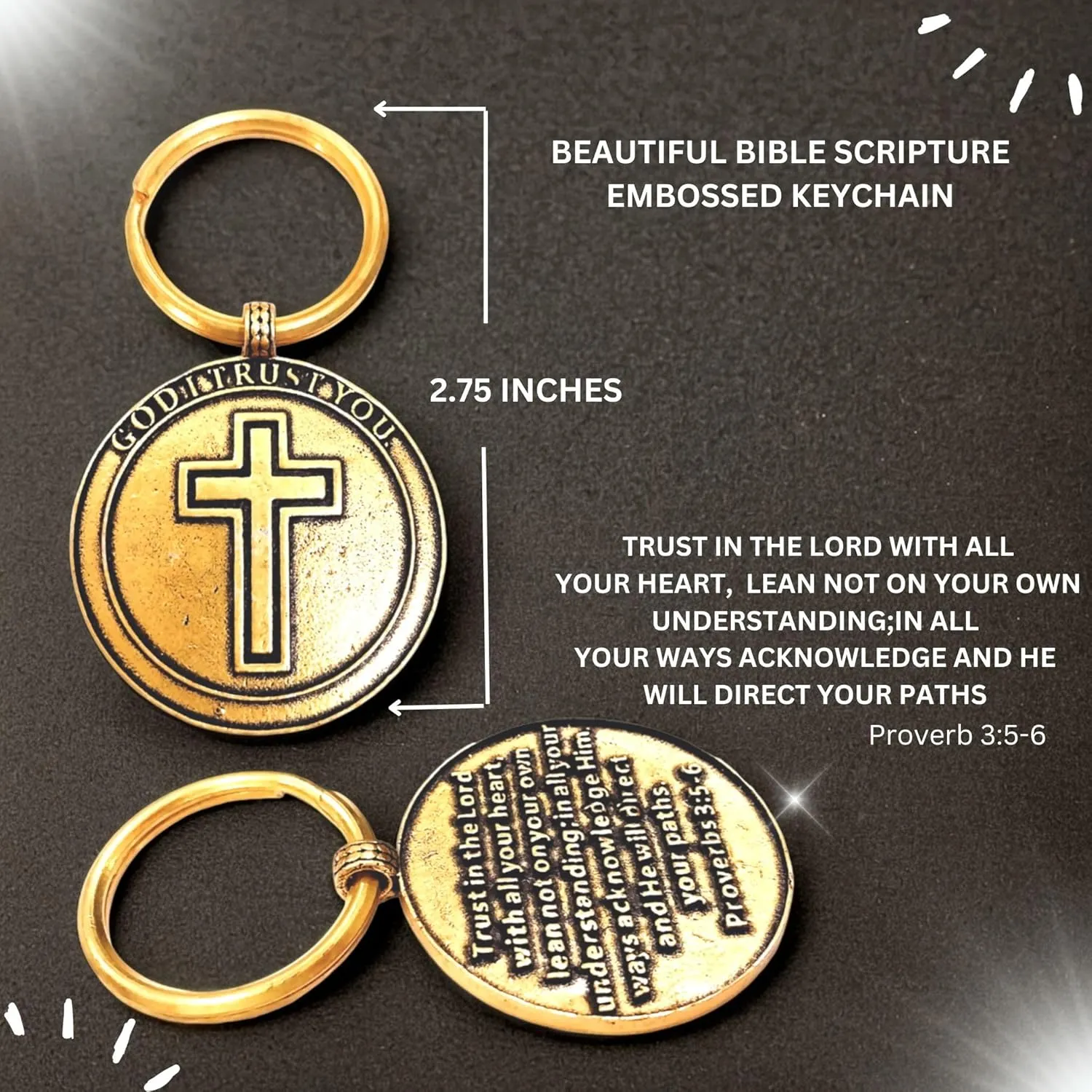 Inspirational Keychain Gifts for Men Women Boys & Girls - Keyring Lucky Charms for Graduation Baptism Birthday Christmas