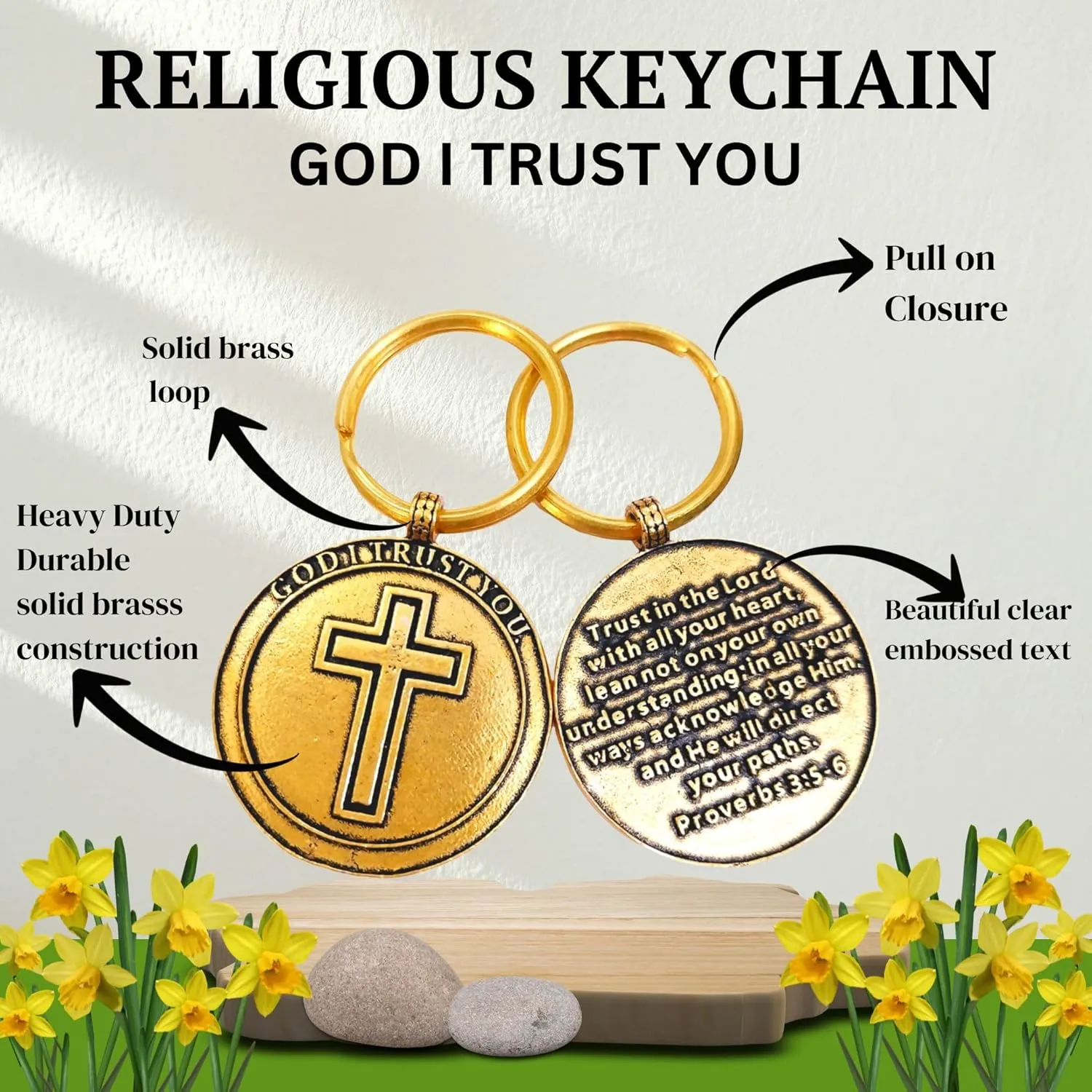 Inspirational Keychain Gifts for Men Women Boys & Girls - Keyring Lucky Charms for Graduation Baptism Birthday Christmas