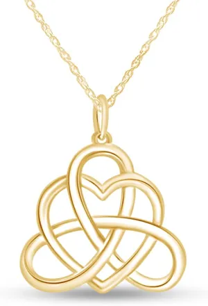 Irish Heart Celtic Vintage Pendant Necklace 14k Gold Over Sterling Silver