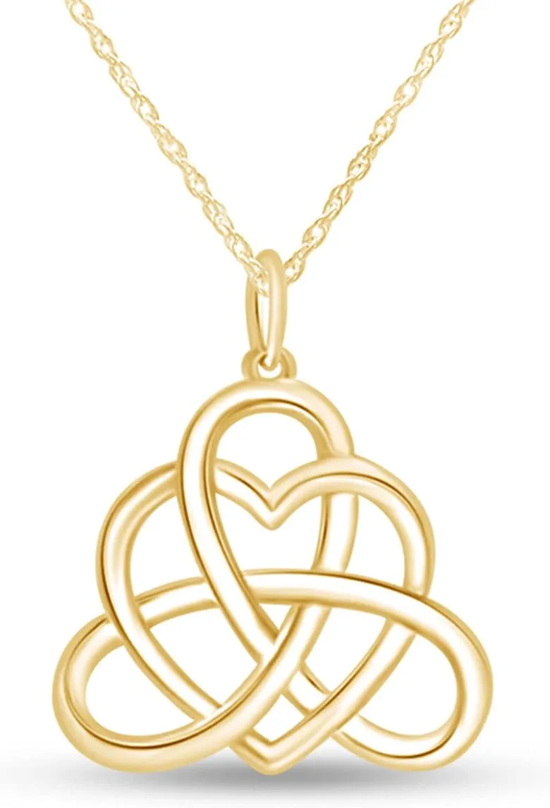 Irish Heart Celtic Vintage Pendant Necklace 14k Gold Over Sterling Silver