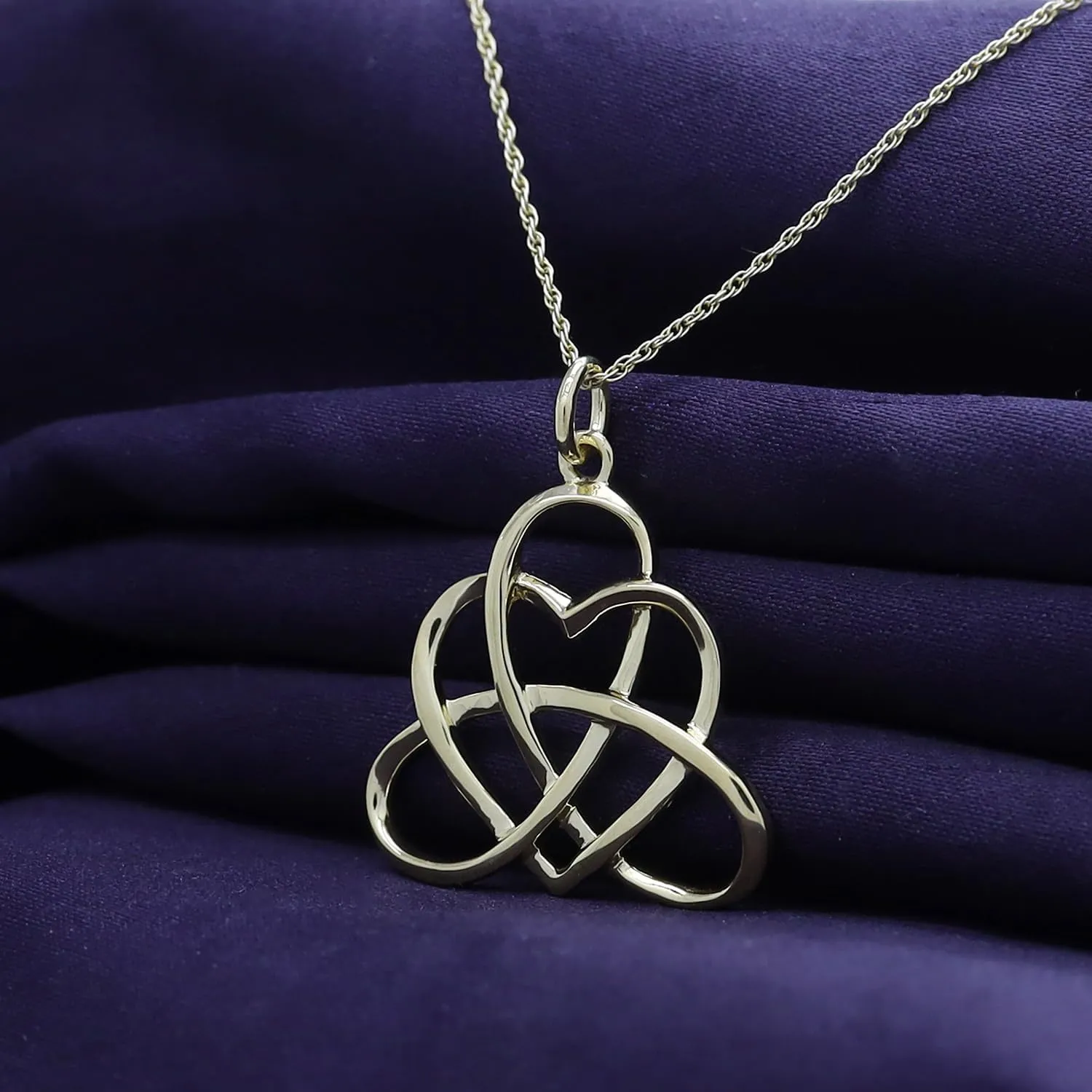 Irish Heart Celtic Vintage Pendant Necklace 14k Gold Over Sterling Silver