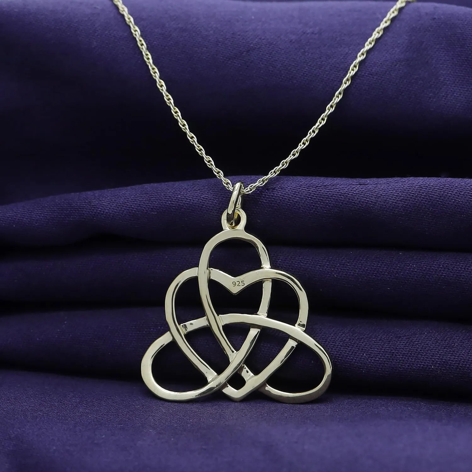 Irish Heart Celtic Vintage Pendant Necklace 14k Gold Over Sterling Silver