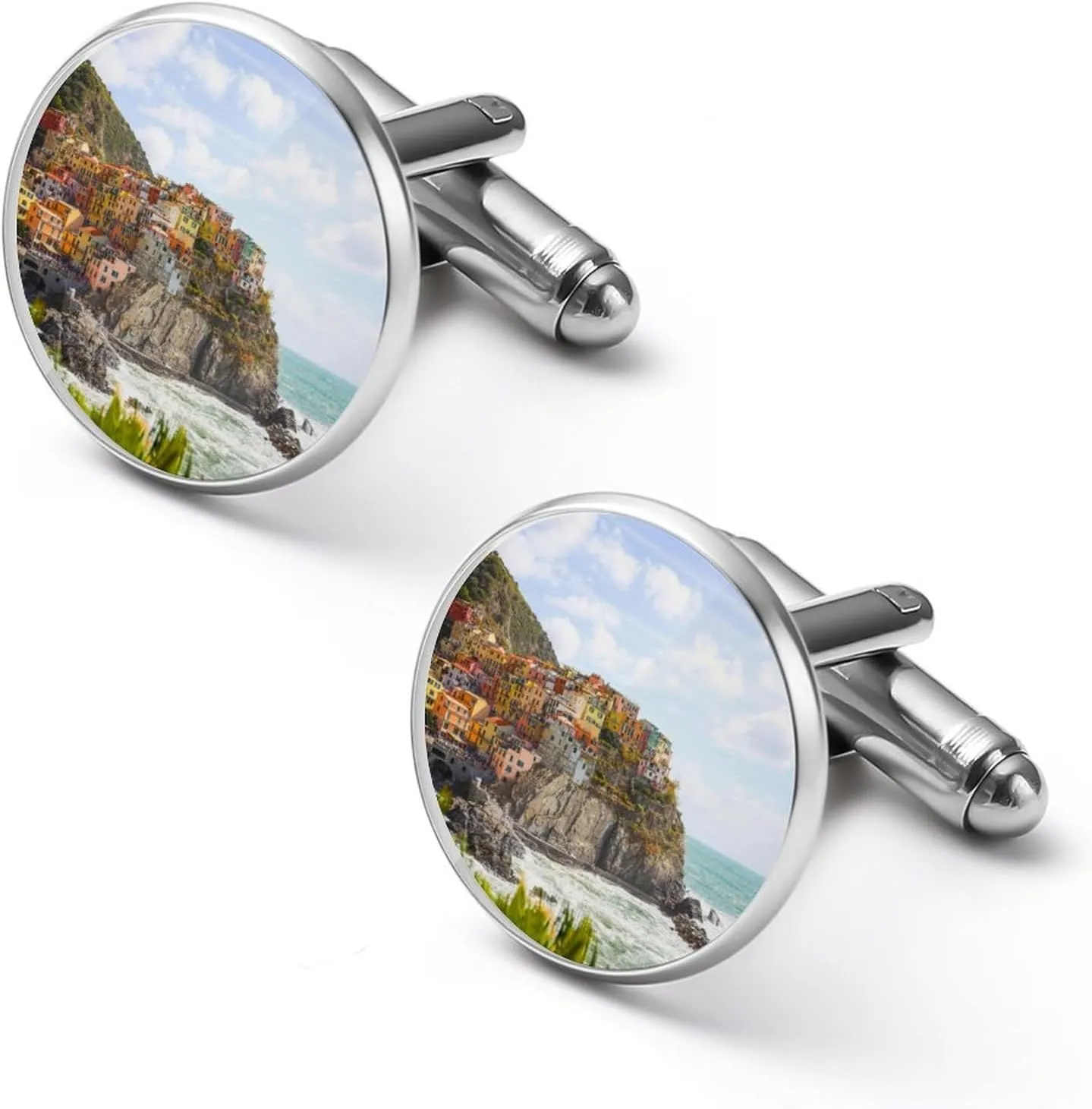 Italy Cinque Terre Fashion Cufflinks For Men Alloy Tuxedo Shirt Cuff Links For Business Wedding Party 1.7cm