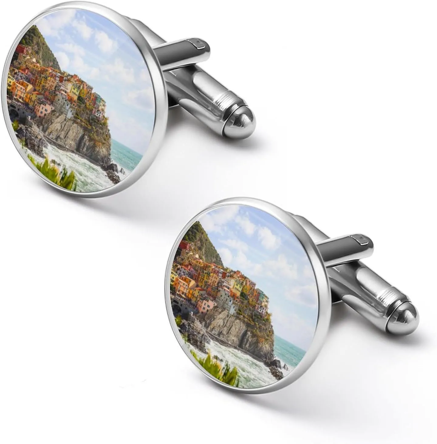 Italy Cinque Terre Fashion Cufflinks For Men Alloy Tuxedo Shirt Cuff Links For Business Wedding Party 2.0cm