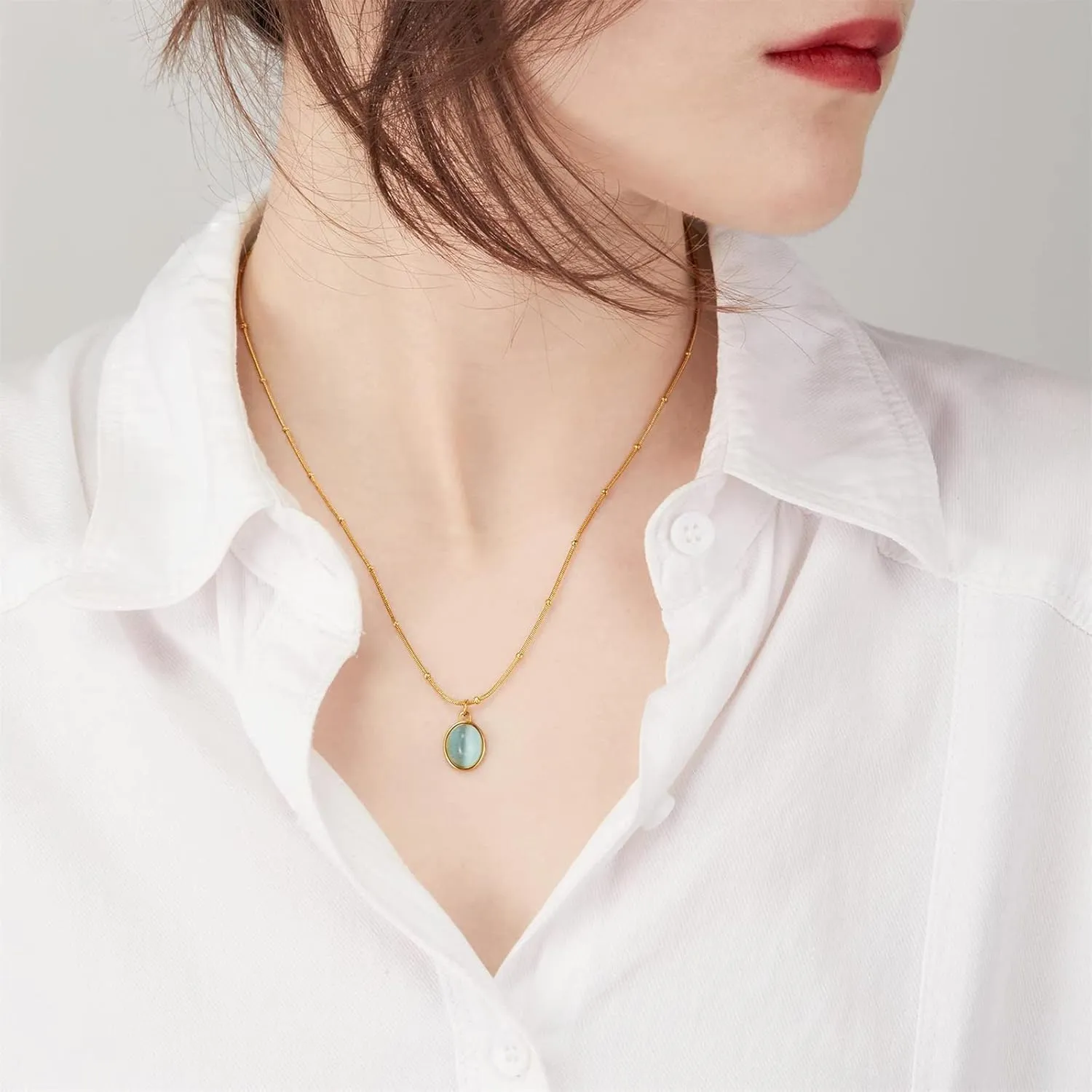 Jade Pendant Necklace for Women 18K Gold Plated Handmade Genuine Jade Necklaces for Women Girls, 18K Gold Plated, Adjustable, Good Luck Jewelry Gifts for Her