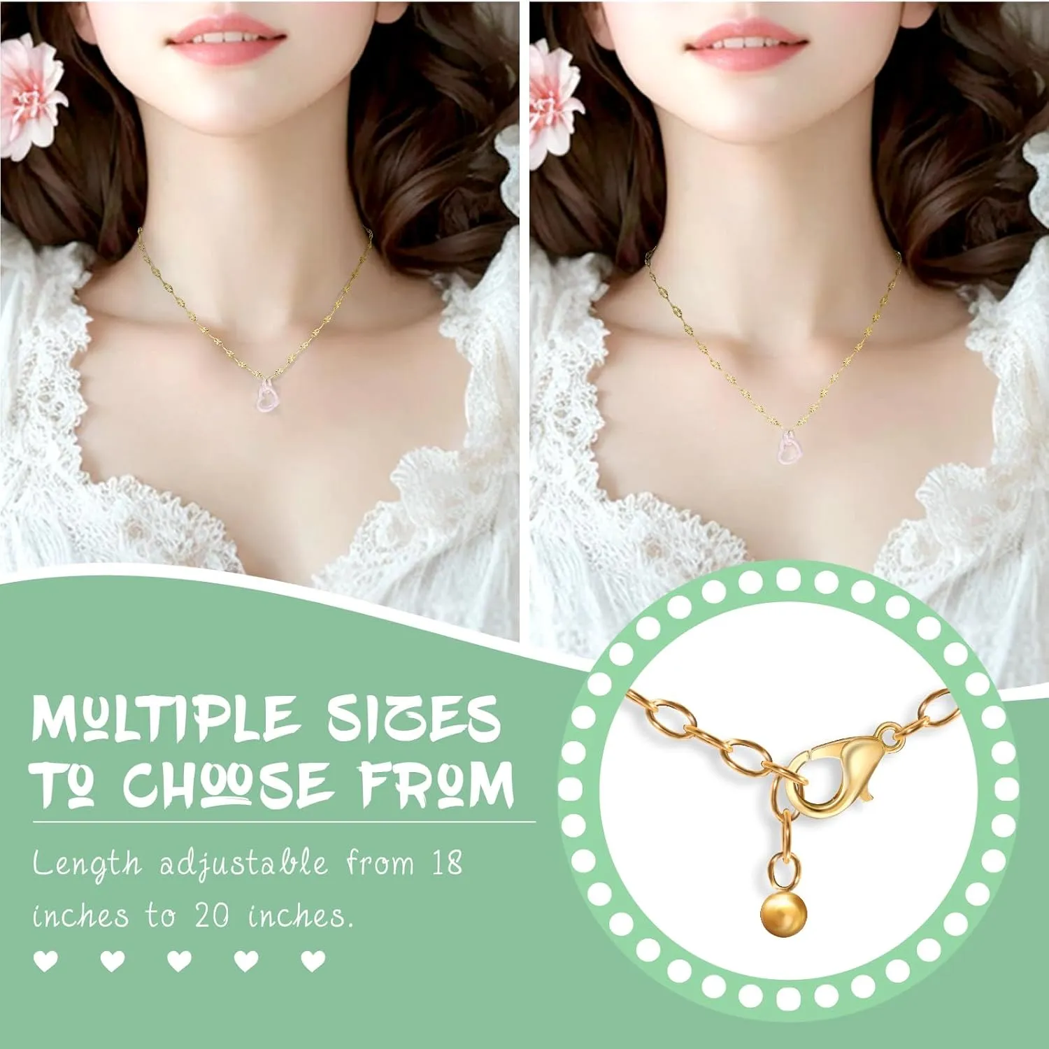 Jade Pendant Necklace Jewelry for Women Heart Pendant Necklace Simple Necklaces for Women Valentine's Day Gifts for Wife, Girlfriend, Mom or Lover
