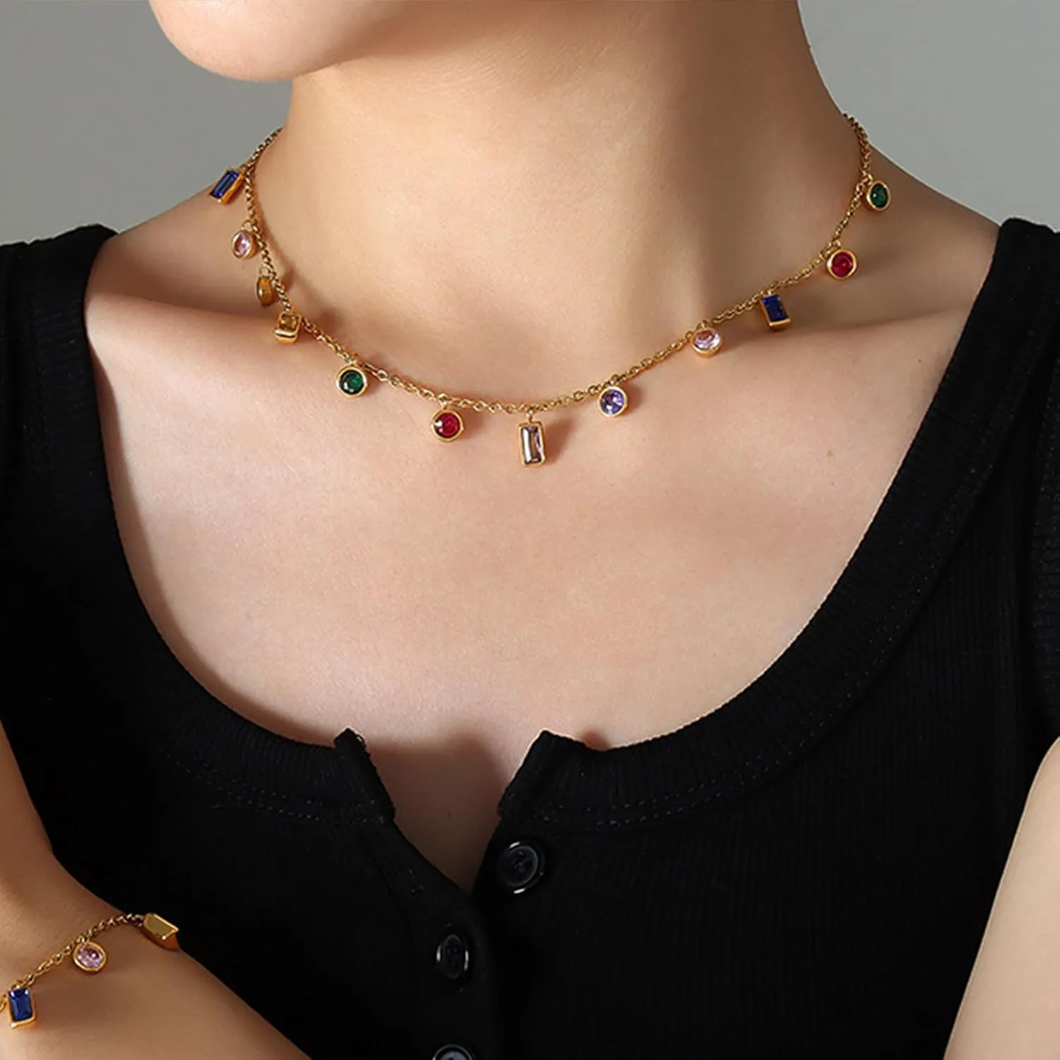 Jean Beau Gold Heart Pearl Charm Choker Necklace for Woman, Boho Birthstone Natural Stone Necklaces Wedding Prom Fashion Jewelry Gift