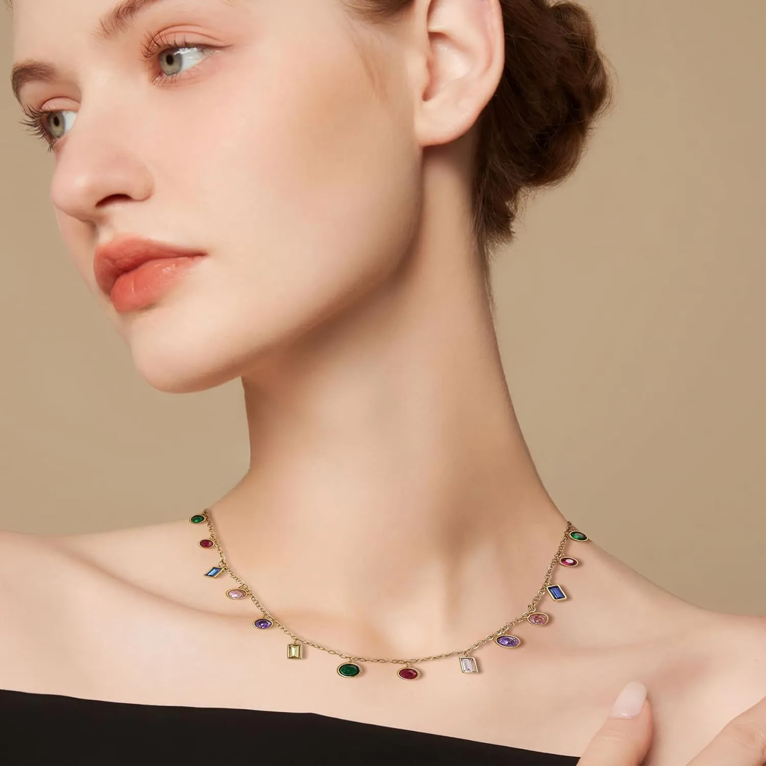 Jean Beau Gold Heart Pearl Charm Choker Necklace for Woman, Boho Birthstone Natural Stone Necklaces Wedding Prom Fashion Jewelry Gift