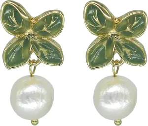 JeanBeau Large Dangle Pearl Earrings with Rhinestone Cubic Zirconia Chain - 14k Gold plated Brass, Synthetic Faux Pearl  Sparkly Long Chain/C shaped Open Hoop Drop Dangle Earrings for Women