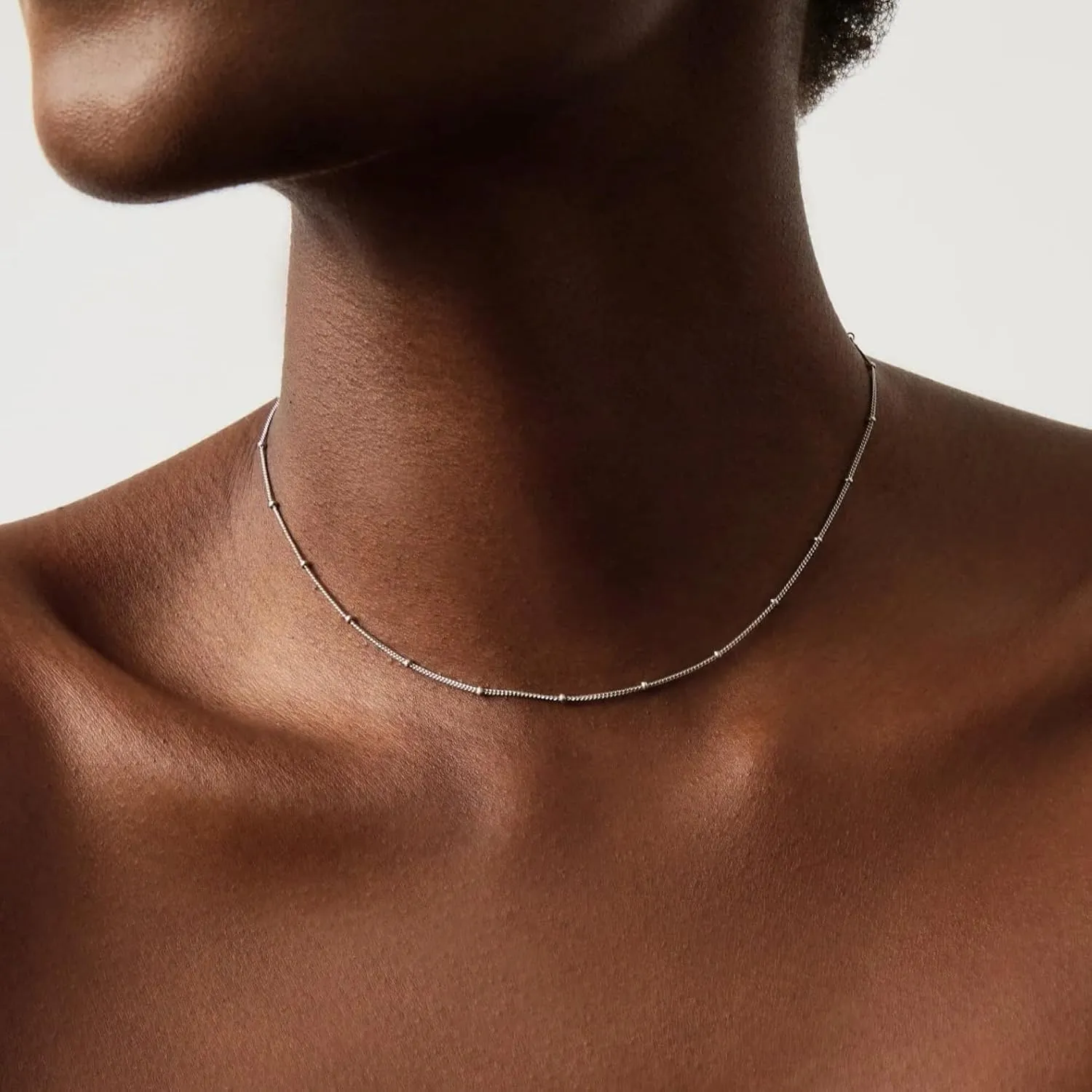 JENDEAR Italian Solid 925 Sterling Silver Chain for Women, Box Cable Rope Station Necklace Chains, Nickel-Free & Hypoallergenic, Thin & Dainty & Sturdy, Perfect for Pendants & Everyday Jewelry