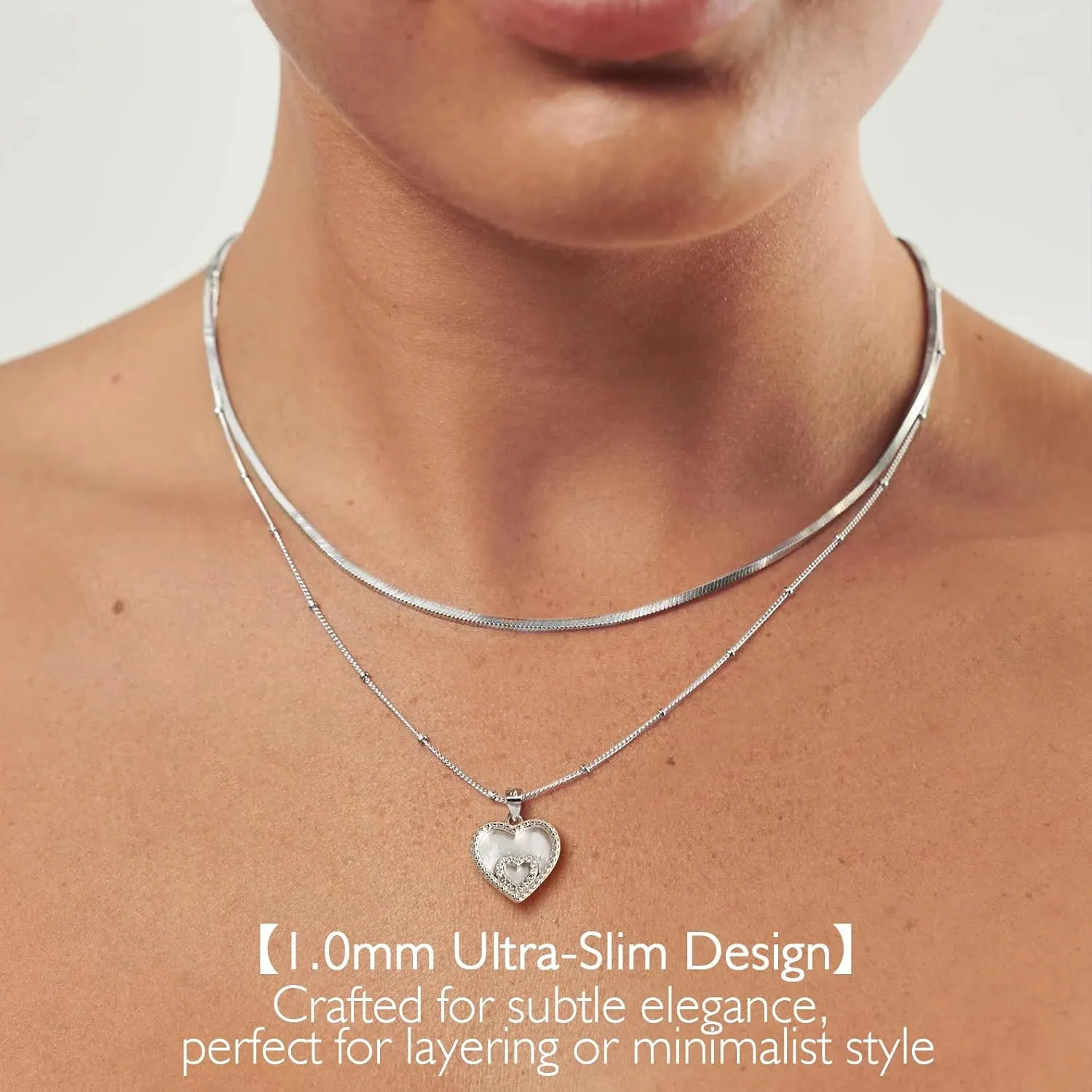 JENDEAR Italian Solid 925 Sterling Silver Chain for Women, Box Cable Rope Station Necklace Chains, Nickel-Free & Hypoallergenic, Thin & Dainty & Sturdy, Perfect for Pendants & Everyday Jewelry