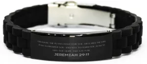 Jeremiah 29:11 Christian Glidelock Bracelet Gifts, Inspirational Message Prayer Jeremiah 29:11 Religious Bracelets for Women Men Jeremiah 29:11 Bible Verse Faith Adjustable Engraved Bracelet For